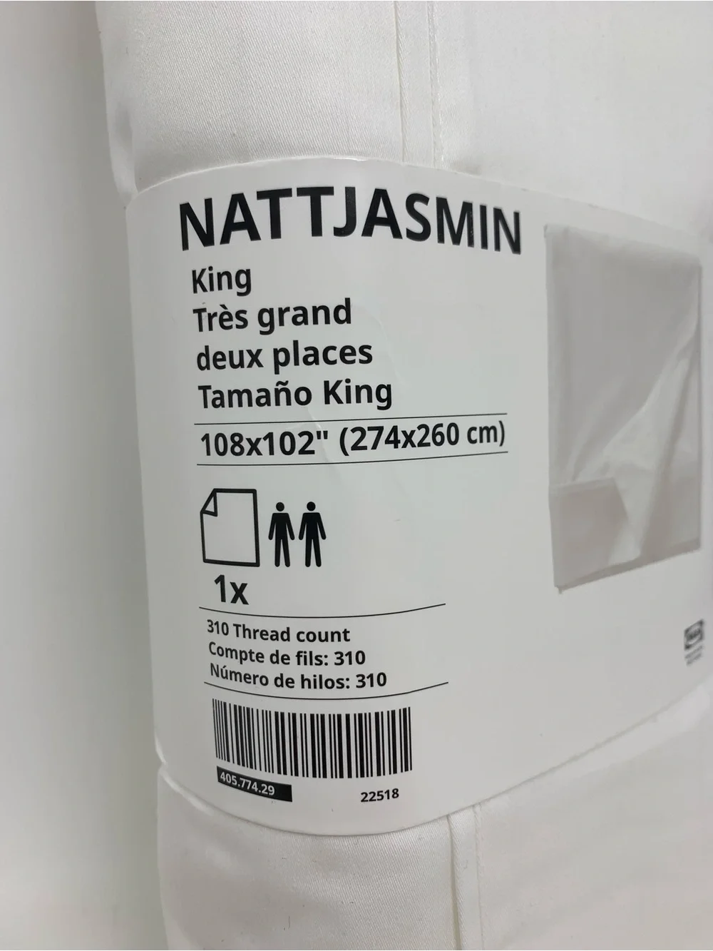 IKEA NATTJASMIN White Flat Bedding Sheet Cotton/lyocell King Size New